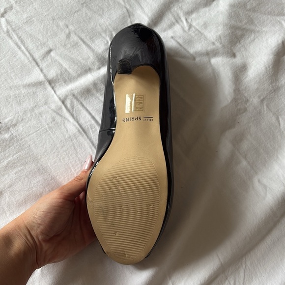 Call It Spring Black Patent Peep Toe Heels | Classic High Heel Pump Size 8 - Picture 5 of 10
